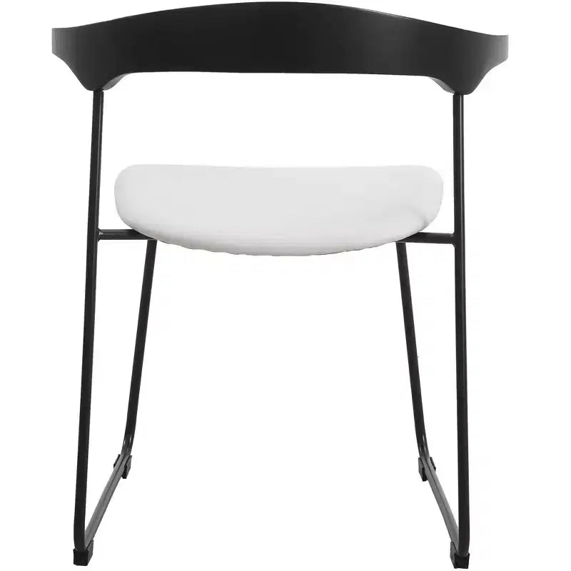 LeisureMod Lyra Series - Set di 2 sedie da pranzo moderne imbottite con sedile in pelle, schienale in faggio e gambe in ferro, per cucina moderna, sala da pranzo, casa, caffè