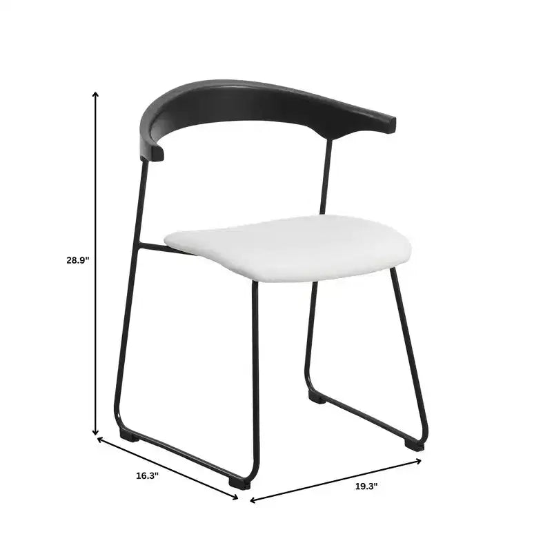 LeisureMod Lyra Series - Set di 2 sedie da pranzo moderne imbottite con sedile in pelle, schienale in faggio e gambe in ferro, per cucina moderna, sala da pranzo, casa, caffè