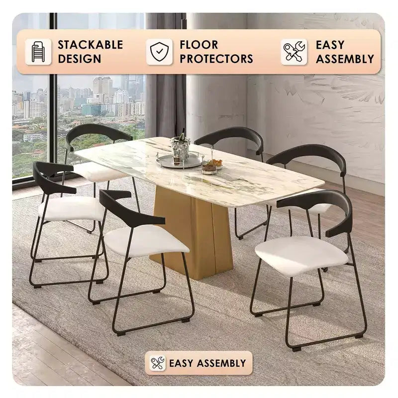 LeisureMod Lyra Series - Set di 2 sedie da pranzo moderne imbottite con sedile in pelle, schienale in faggio e gambe in ferro, per cucina moderna, sala da pranzo, casa, caffè