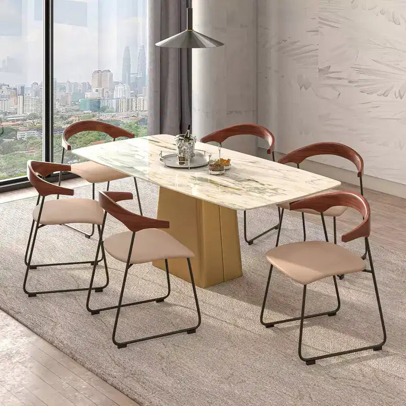 LeisureMod Lyra Series - Set di 2 sedie da pranzo moderne imbottite con sedile in pelle, schienale in faggio e gambe in ferro, per cucina moderna, sala da pranzo, casa, caffè