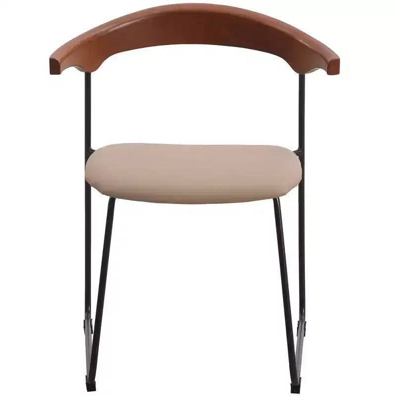 LeisureMod Lyra Series - Set di 2 sedie da pranzo moderne imbottite con sedile in pelle, schienale in faggio e gambe in ferro, per cucina moderna, sala da pranzo, casa, caffè