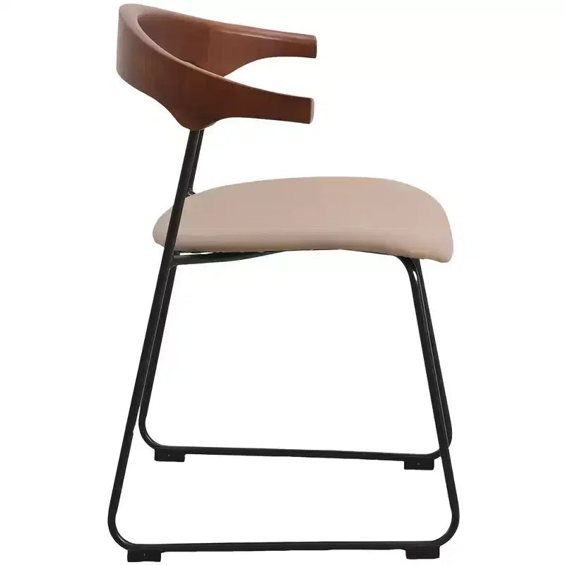 LeisureMod Lyra Series - Set di 2 sedie da pranzo moderne imbottite con sedile in pelle, schienale in faggio e gambe in ferro, per cucina moderna, sala da pranzo, casa, caffè