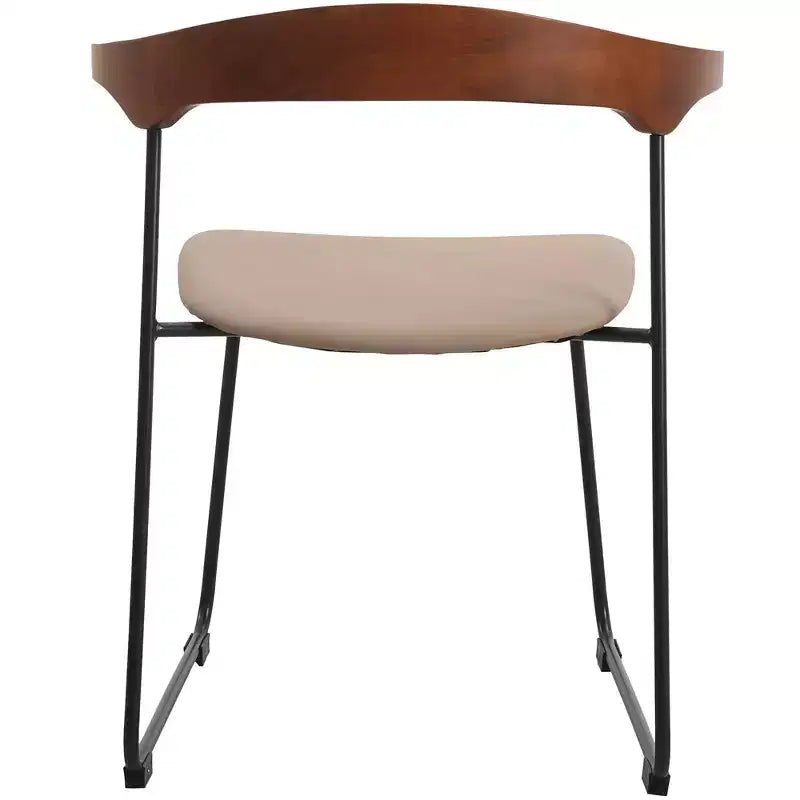 LeisureMod Lyra Series - Set di 2 sedie da pranzo moderne imbottite con sedile in pelle, schienale in faggio e gambe in ferro, per cucina moderna, sala da pranzo, casa, caffè