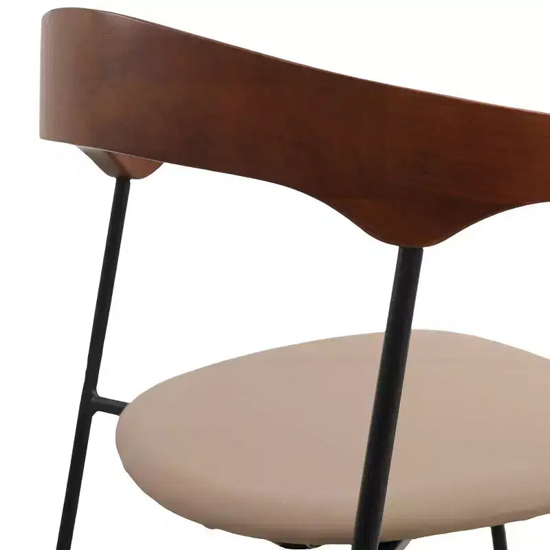 LeisureMod Lyra Series - Set di 2 sedie da pranzo moderne imbottite con sedile in pelle, schienale in faggio e gambe in ferro, per cucina moderna, sala da pranzo, casa, caffè