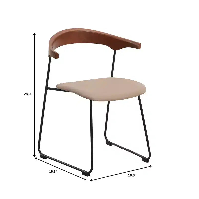 LeisureMod Lyra Series - Set di 2 sedie da pranzo moderne imbottite con sedile in pelle, schienale in faggio e gambe in ferro, per cucina moderna, sala da pranzo, casa, caffè
