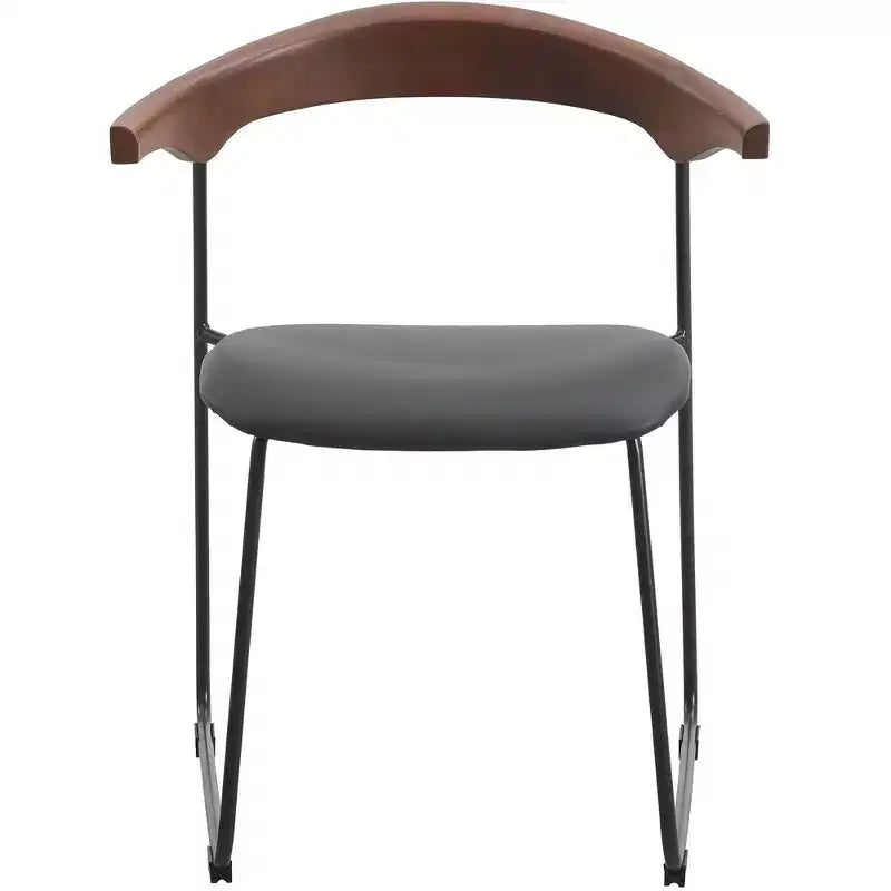 LeisureMod Lyra Series - Set di 2 sedie da pranzo moderne imbottite con sedile in pelle, schienale in faggio e gambe in ferro, per cucina moderna, sala da pranzo, casa, caffè