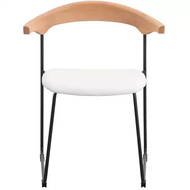 LeisureMod Lyra Series - Set di 2 sedie da pranzo moderne imbottite con sedile in pelle, schienale in faggio e gambe in ferro, per cucina moderna, sala da pranzo, casa, caffè