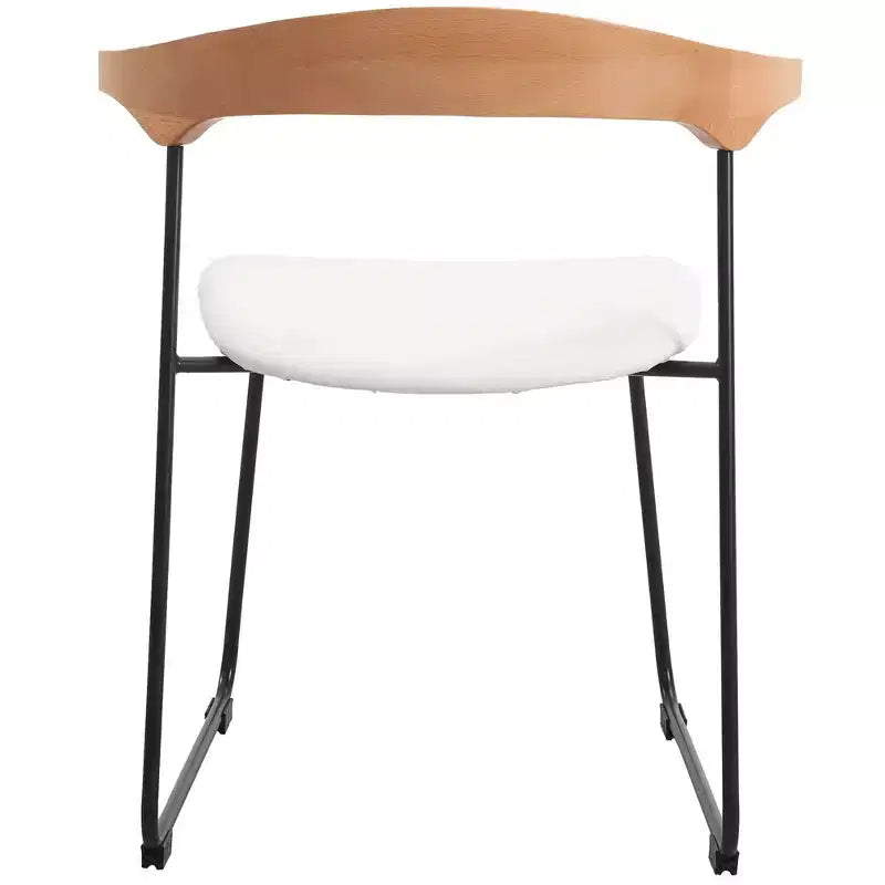 LeisureMod Lyra Series - Set di 2 sedie da pranzo moderne imbottite con sedile in pelle, schienale in faggio e gambe in ferro, per cucina moderna, sala da pranzo, casa, caffè