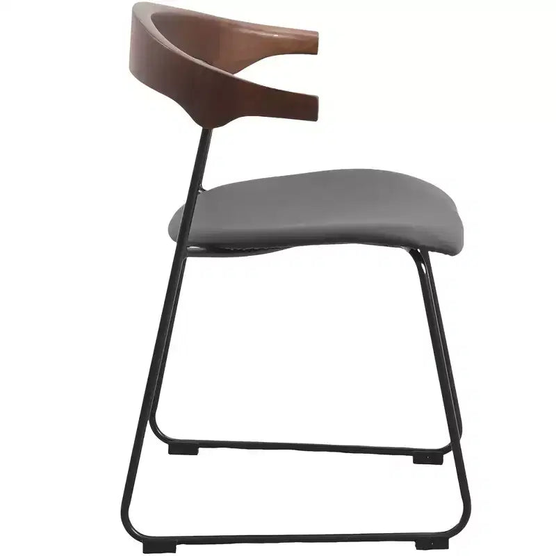 LeisureMod Lyra Series - Set di 2 sedie da pranzo moderne imbottite con sedile in pelle, schienale in faggio e gambe in ferro, per cucina moderna, sala da pranzo, casa, caffè