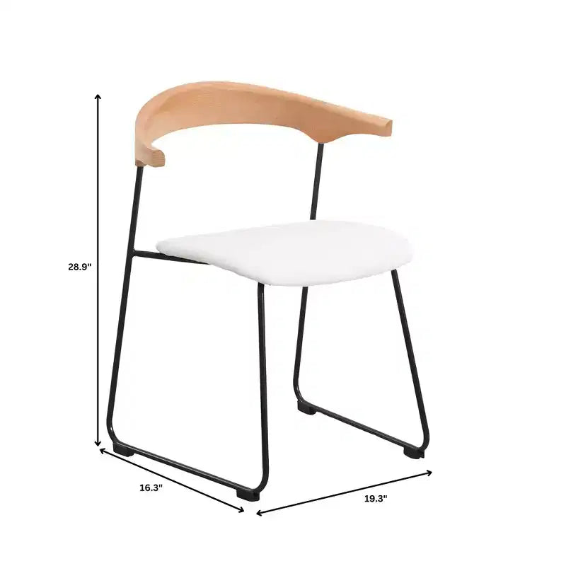 LeisureMod Lyra Series - Set di 2 sedie da pranzo moderne imbottite con sedile in pelle, schienale in faggio e gambe in ferro, per cucina moderna, sala da pranzo, casa, caffè