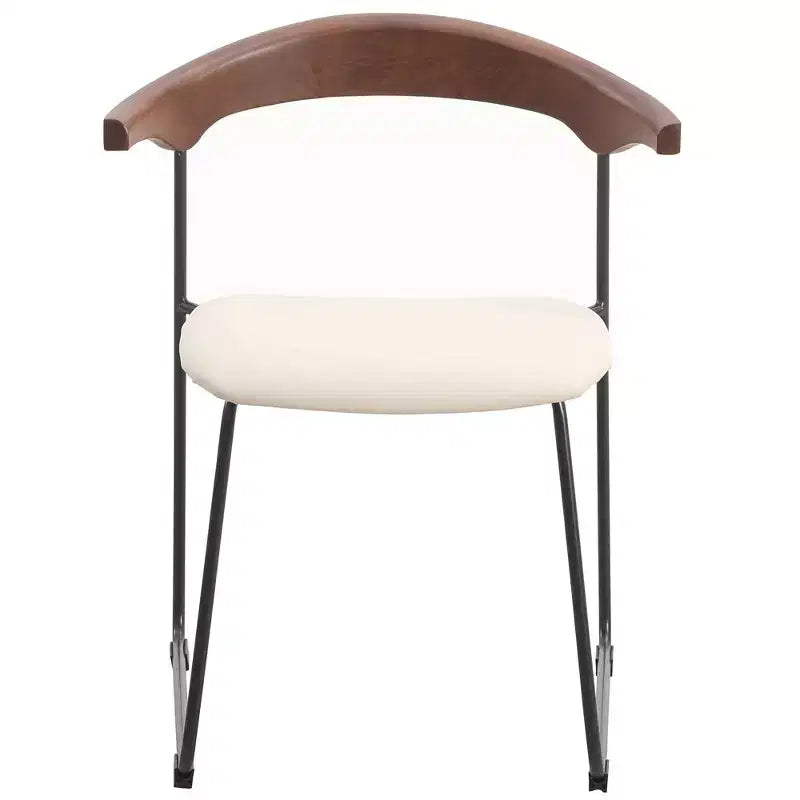 LeisureMod Lyra Series - Set di 2 sedie da pranzo moderne imbottite con sedile in pelle, schienale in faggio e gambe in ferro, per cucina moderna, sala da pranzo, casa, caffè