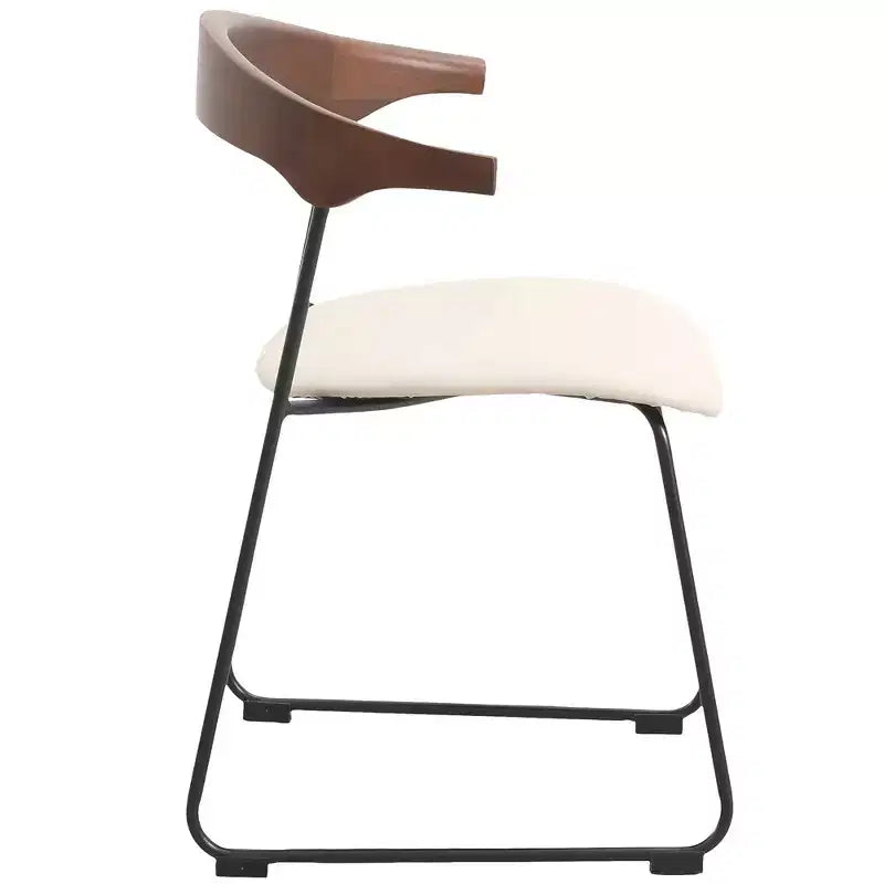LeisureMod Lyra Series - Set di 2 sedie da pranzo moderne imbottite con sedile in pelle, schienale in faggio e gambe in ferro, per cucina moderna, sala da pranzo, casa, caffè
