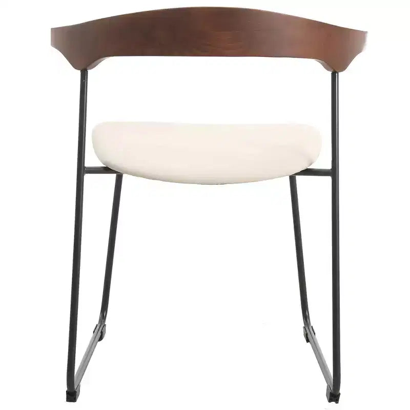 LeisureMod Lyra Series - Set di 2 sedie da pranzo moderne imbottite con sedile in pelle, schienale in faggio e gambe in ferro, per cucina moderna, sala da pranzo, casa, caffè