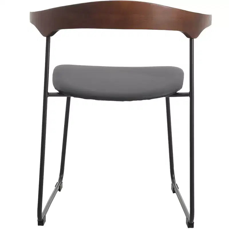 LeisureMod Lyra Series - Set di 2 sedie da pranzo moderne imbottite con sedile in pelle, schienale in faggio e gambe in ferro, per cucina moderna, sala da pranzo, casa, caffè