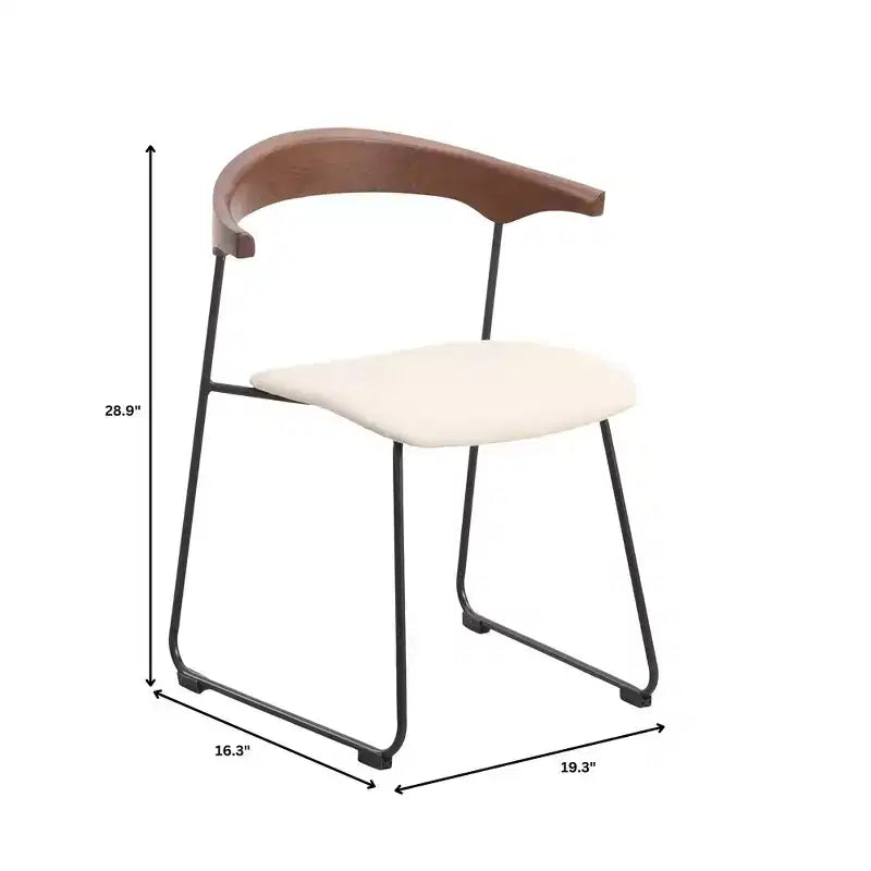 LeisureMod Lyra Series - Set di 2 sedie da pranzo moderne imbottite con sedile in pelle, schienale in faggio e gambe in ferro, per cucina moderna, sala da pranzo, casa, caffè