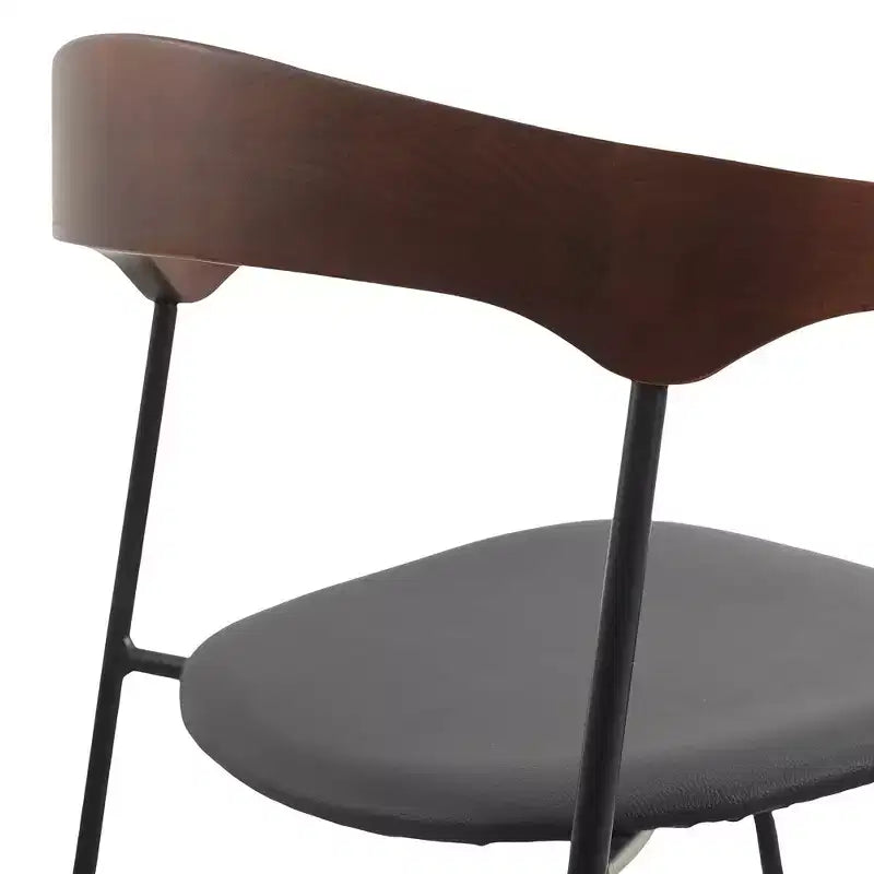 LeisureMod Lyra Series - Set di 2 sedie da pranzo moderne imbottite con sedile in pelle, schienale in faggio e gambe in ferro, per cucina moderna, sala da pranzo, casa, caffè