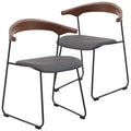 LeisureMod Lyra Series Modern Upholstered Dining Chairs Set of 2  Leather Seat with Beech Back and Iron Legs, Modern Kitchen, Dining Room, Home, Cafe