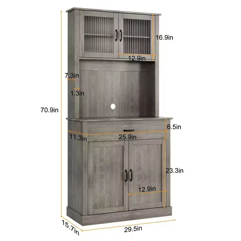 Dispensa da Cucina, Armadio Dispensa Alto 71 con Supporto per Microonde