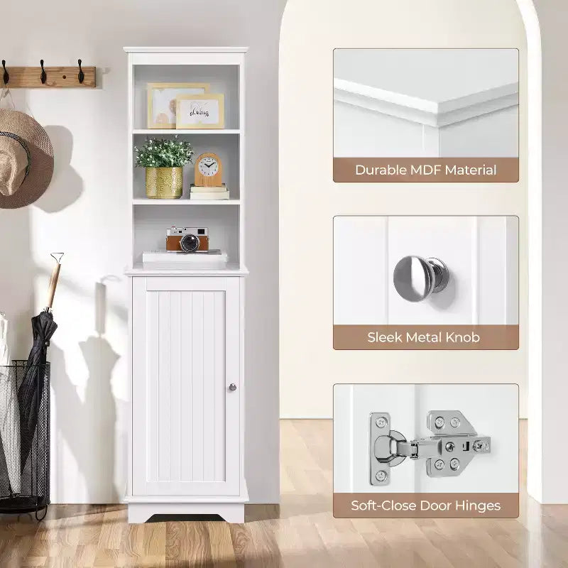 Yaheetech Mobile Bagno in Legno con Ripiani Aperti e Ante