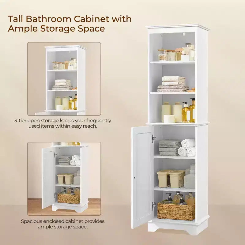 Yaheetech Mobile Bagno in Legno con Ripiani Aperti e Ante