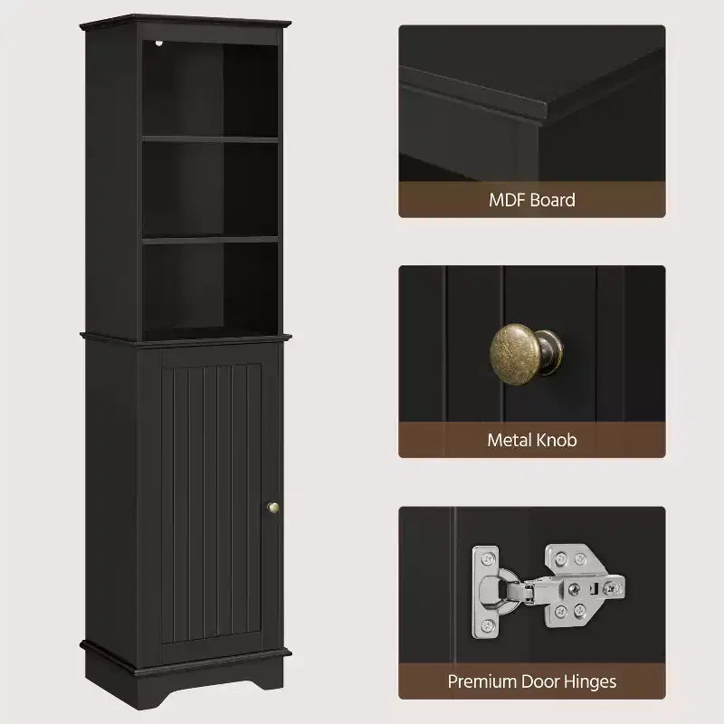 Yaheetech Mobile Bagno in Legno con Ripiani Aperti e Ante