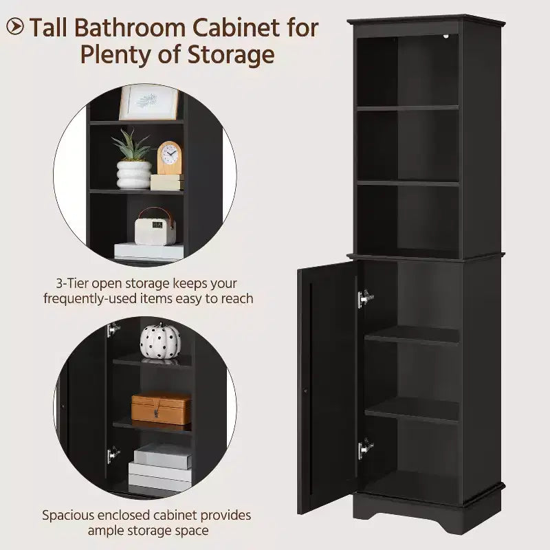 Yaheetech Mobile Bagno in Legno con Ripiani Aperti e Ante
