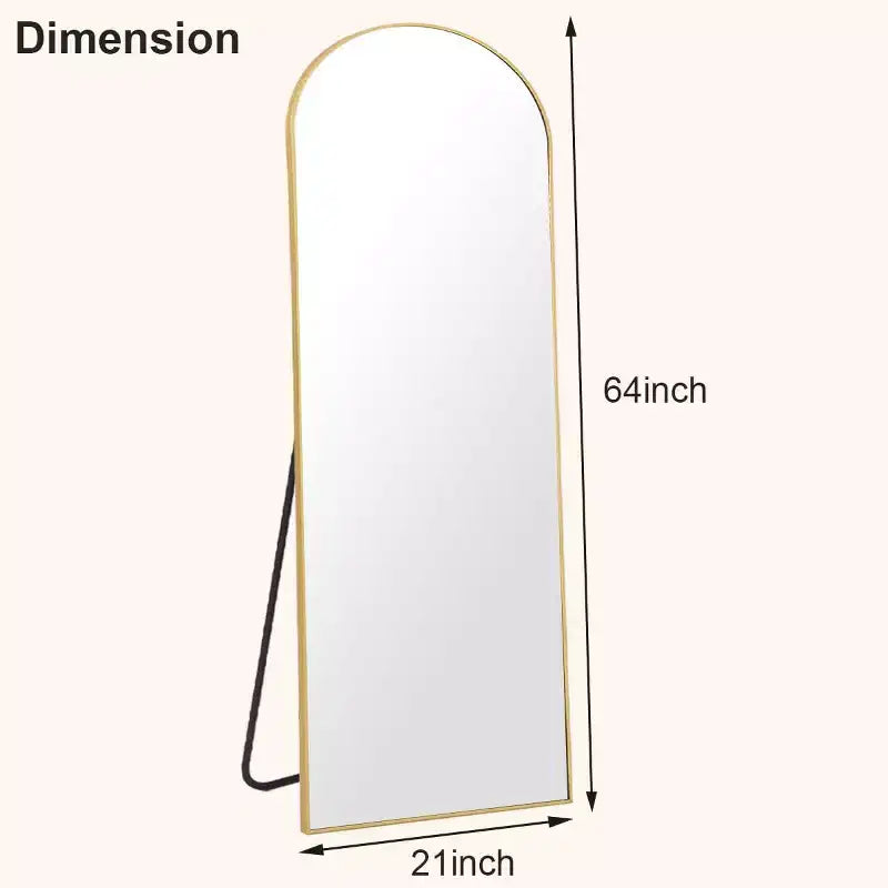 Specchio a figura intera ad arco 21 x 64, Nero/Oro-HOMLUX: Design autoportante, Telaio in metallo