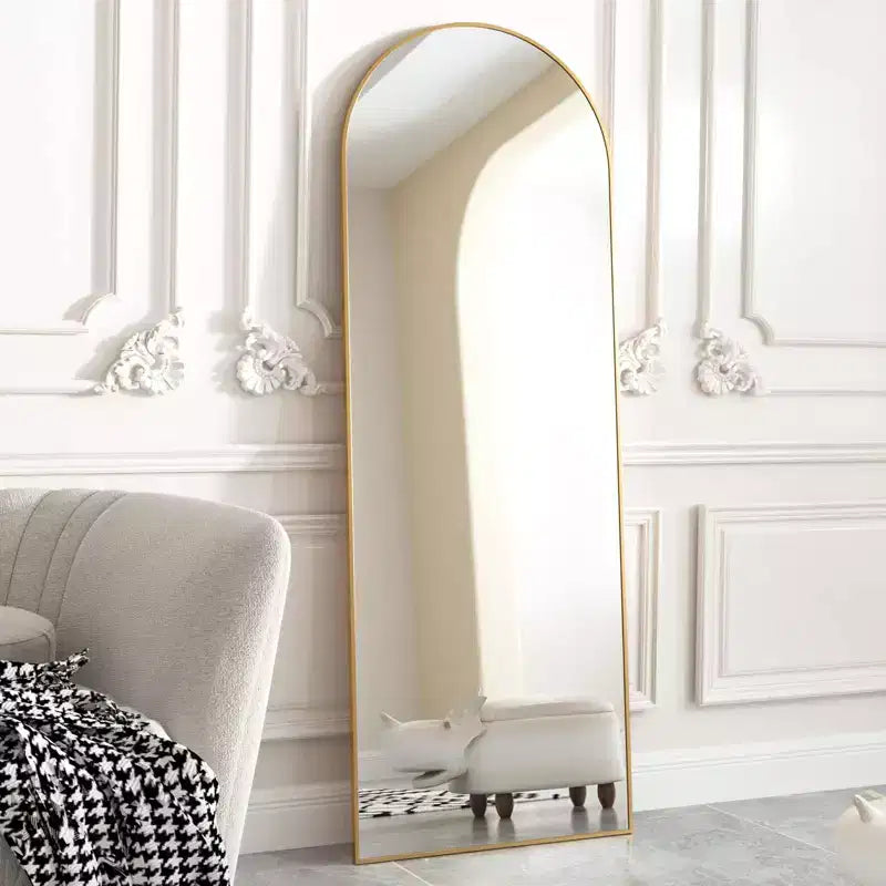 Specchio a figura intera ad arco 21 x 64, Nero/Oro-HOMLUX: Design autoportante, Telaio in metallo