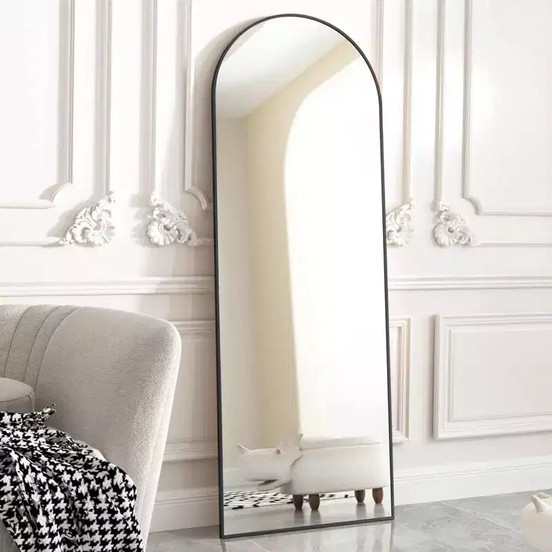 Specchio a figura intera ad arco 21 x 64, Nero/Oro-HOMLUX: Design autoportante, Telaio in metallo