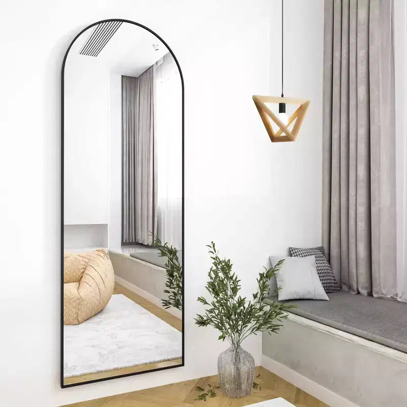 Specchio a figura intera ad arco 21 x 64, Nero/Oro-HOMLUX: Design autoportante, Telaio in metallo