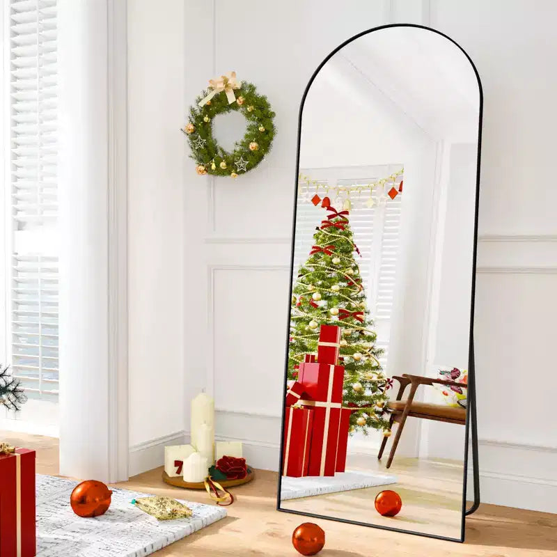 Specchio a figura intera ad arco 21 x 64, Nero/Oro-HOMLUX: Design autoportante, Telaio in metallo