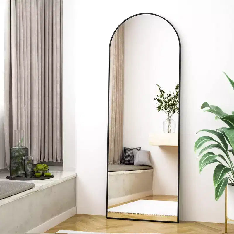 Specchio a figura intera ad arco 21 x 64, Nero/Oro-HOMLUX: Design autoportante, Telaio in metallo