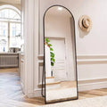 21 x 64 Full Length Arched Floor Mirror, Black/Gold-HOMLUX: Freestanding Design, Metal Frame