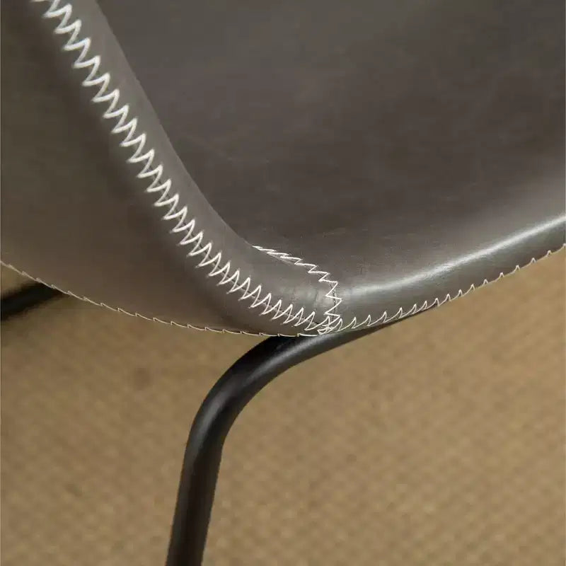 Sedie da pranzo in pelle sintetica Roundhill Furniture Lotusville Vintage, grigio antico, set da 2