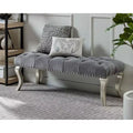 Roundhill Furniture Decor Maxem Tufted Fabric Upholstered Seat with Nailhead Trim Bench, Gray
