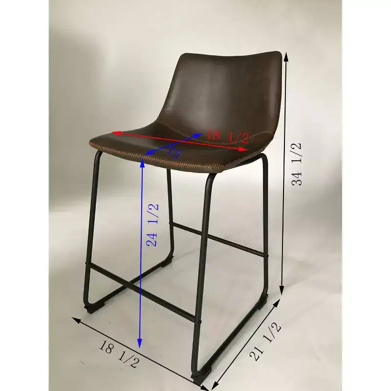 Sgabelli da Bar Roundhill Furniture Lotusville in Pelle PU Vintage, Marrone Antico, Set da 2