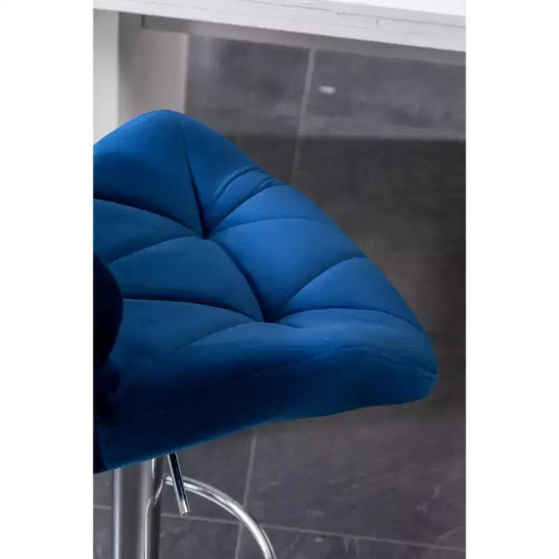 Roundhill Furniture Sgabello da bar Breni, girevole e regolabile in altezza, trapuntato in velluto effetto diamante, blu, set da 2