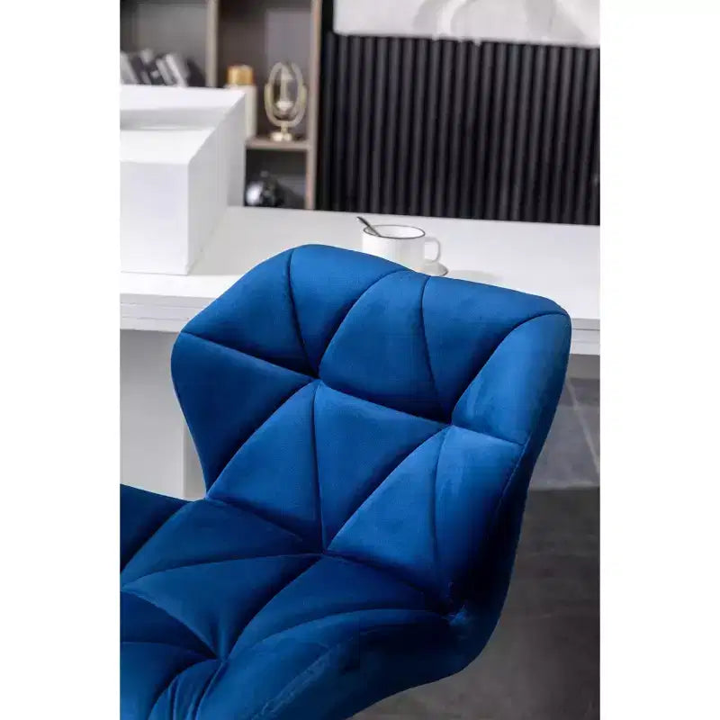 Roundhill Furniture Sgabello da bar Breni, girevole e regolabile in altezza, trapuntato in velluto effetto diamante, blu, set da 2