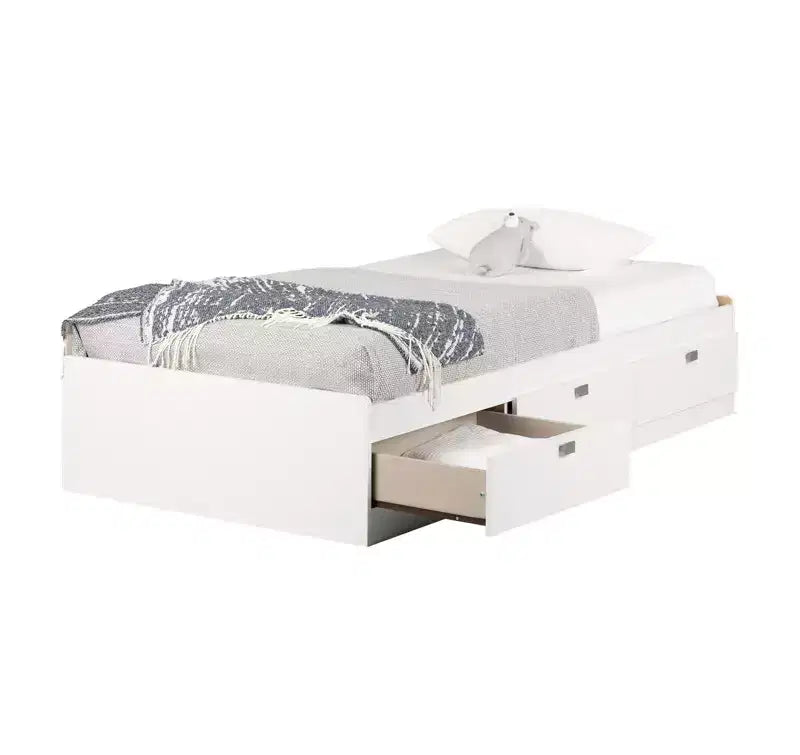 Struttura letto HomeStock da 14,75 pollici di altezza, matrimoniale, nera, con contenitore, in truciolato