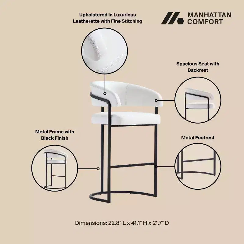 Sgabello da bar moderno rivestito in similpelle Manhattan Comfort Augusta