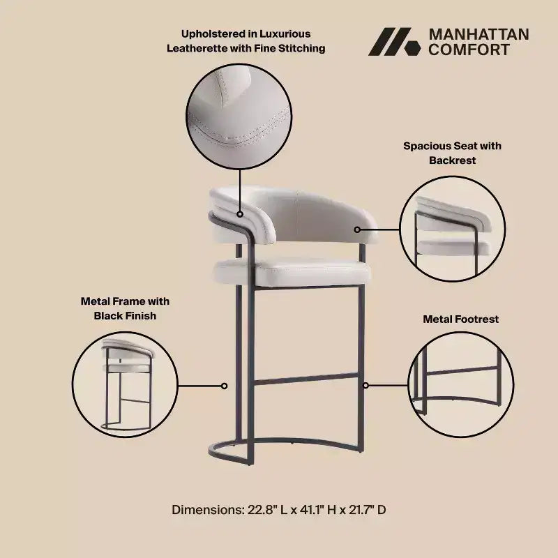 Sgabello da bar moderno rivestito in similpelle Manhattan Comfort Augusta