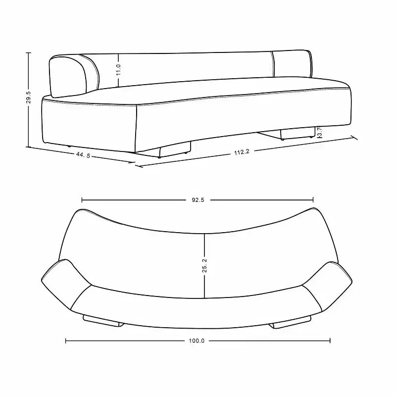 Manhattan Comfort 112" Verandah - Divano XL moderno rivestito in ciniglia