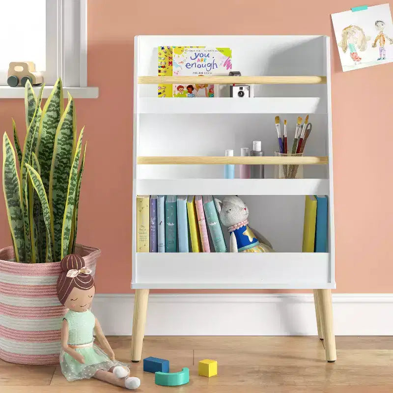 Libreria moderna alta a tre ripiani per bambini - Pillowfort