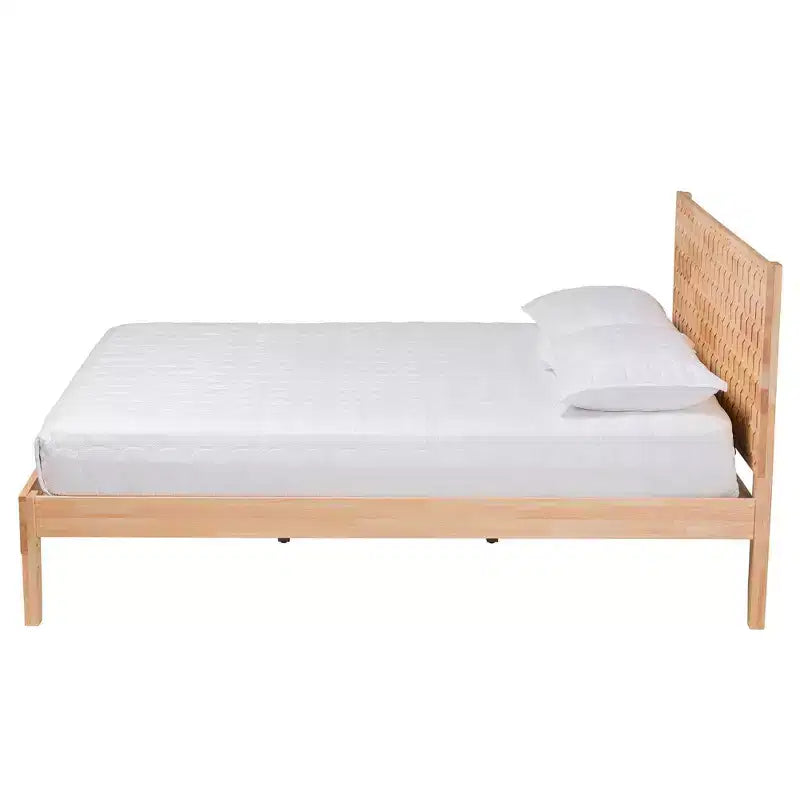 Baxton Studio Hosea Letto a Piattaforma Intagliato a Nido d'Ape Naturale