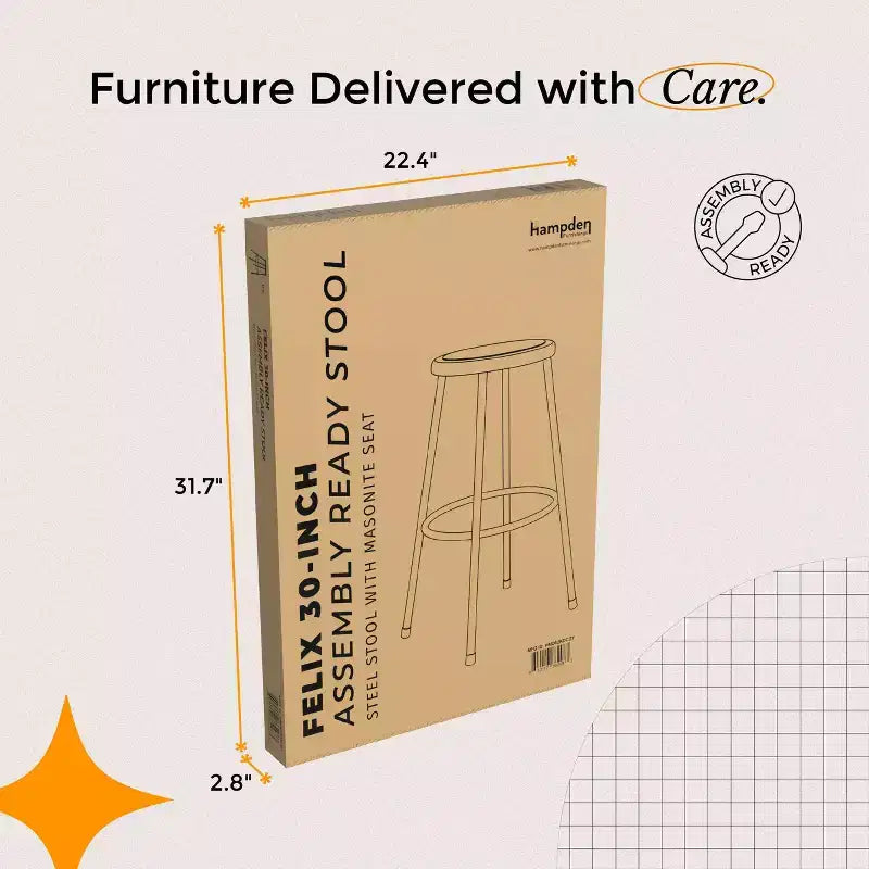 Hampden Furnishings Sgabello in acciaio Felix Collection da 30"