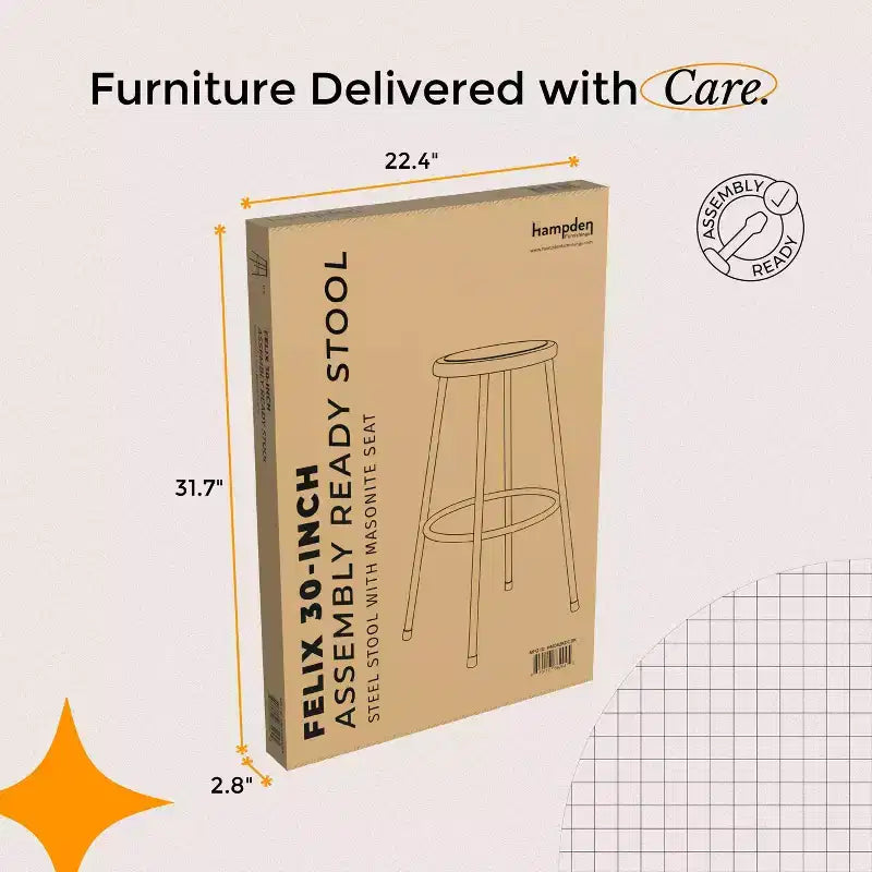 Hampden Furnishings Sgabello in acciaio Felix Collection da 30"