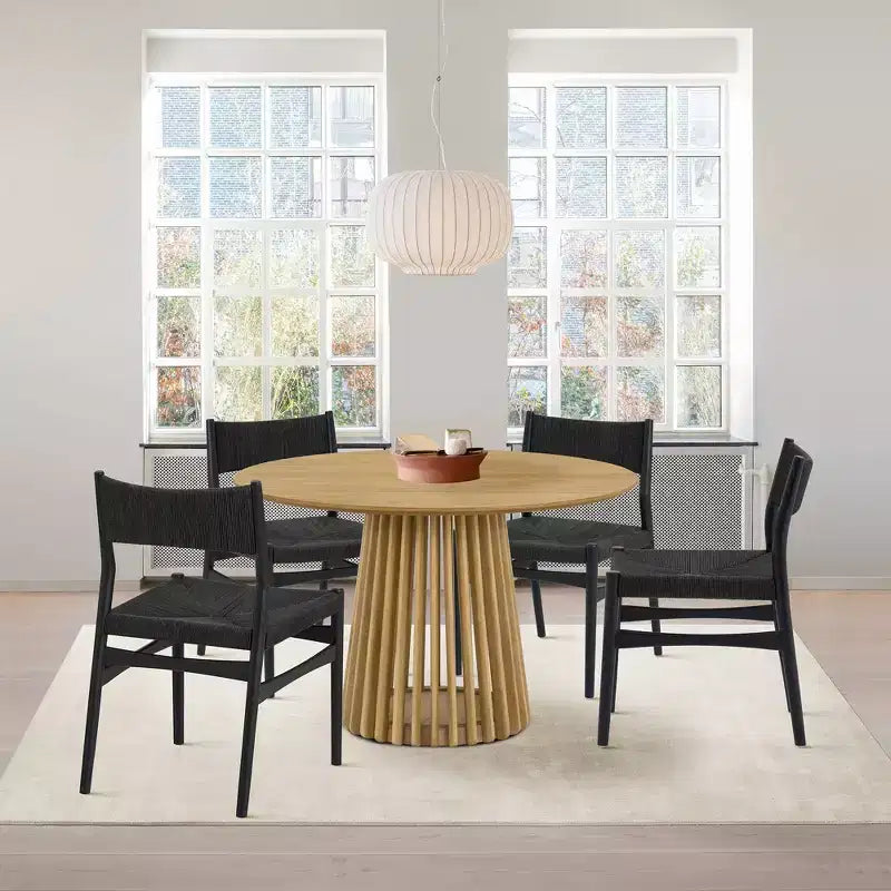 Armen Living Set di 2 Sedie da Pranzo Erie in Corda di Carta Intrecciata e Legno