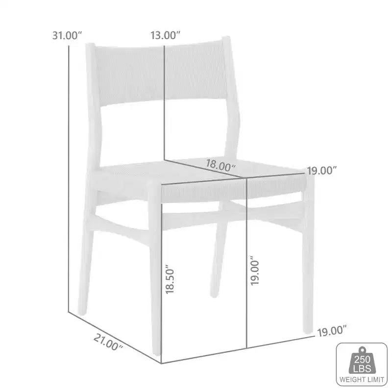 Armen Living Set di 2 Sedie da Pranzo Erie in Corda di Carta Intrecciata e Legno