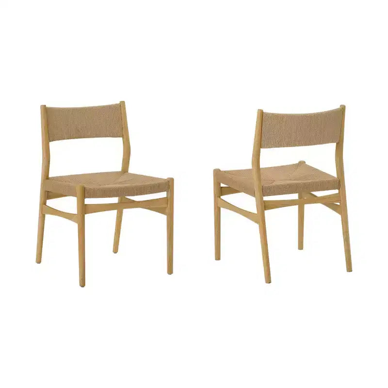 Armen Living Set di 2 Sedie da Pranzo Erie in Corda di Carta Intrecciata e Legno