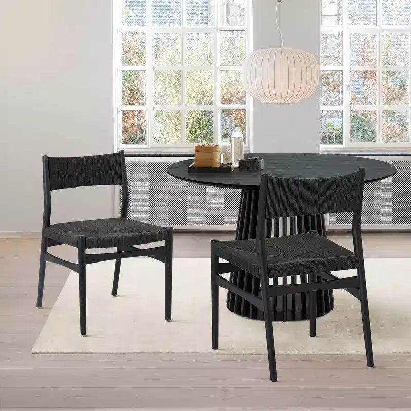 Armen Living Set di 2 Sedie da Pranzo Erie in Corda di Carta Intrecciata e Legno
